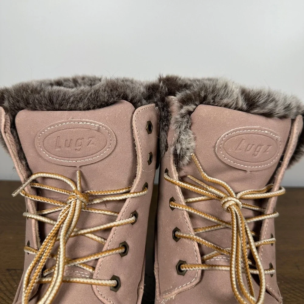 Lugz Boots Womens 10 Soft Pink Convoy Hi Faux Fur Winter Work Chunky Y2K